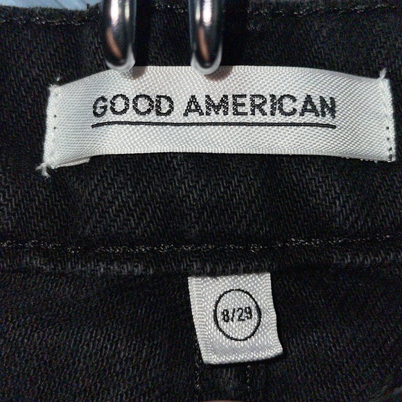 Good American Black Distressed Cut Off Jean Shorts - Picture 2 of 7